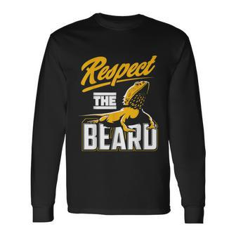 Respect The Beard Pogona & Bearded Dragon Long Sleeve T-Shirt - Monsterry DE