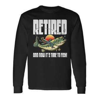 Retired Bass Fishing Rodeo Time To Fish Retirement Long Sleeve T-Shirt - Thegiftio UK