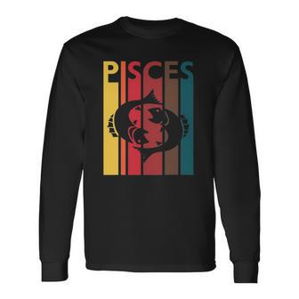 Retro Pisces Zodiac Sign February March Birthday Pisces Long Sleeve T-Shirt T-Shirt | Mazezy