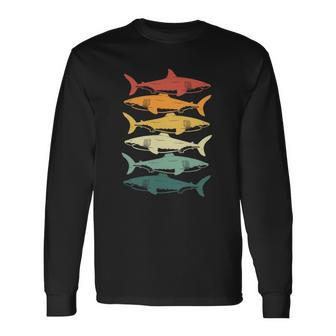 Retro Sharks For Shark Lover Long Sleeve T-Shirt T-Shirt | Mazezy