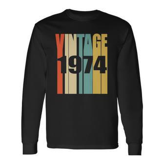 Retro Vintage 1974 48 Yrs Old Bday 1974 48Th Birthday Long Sleeve T-Shirt | Mazezy