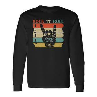 Retro Vintage Daddy Rock N Roll Heavy Metal Dad Long Sleeve T-Shirt T-Shirt | Mazezy