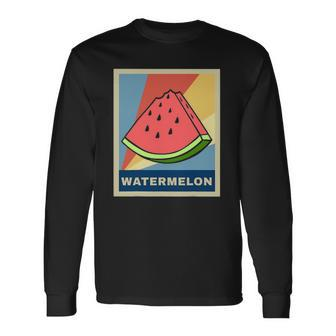 Retro Watermelon Slice Summer Watermelon Fruit Tee Long Sleeve T-Shirt | Mazezy