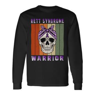 Rett Syndrome Warrior Skull Women Vintage Purple Ribbon Rett Syndrome Rett Syndrome Awareness Unisex Long Sleeve | Favorety