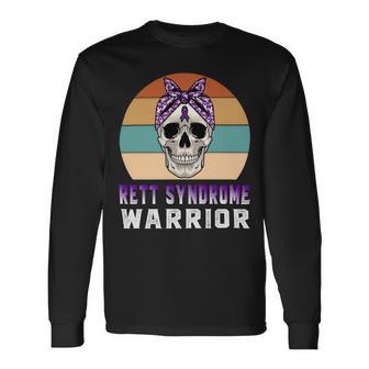 Rett Syndrome Warrior Skull Women Vintage Purple Ribbon Rett Syndrome Rett Syndrome Awareness V2 Unisex Long Sleeve | Favorety AU