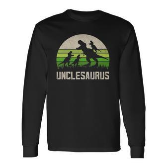 Mensrex Uncle Apparel Unclesaurus 3 Dinosaur Long Sleeve T-Shirt T-Shirt | Mazezy
