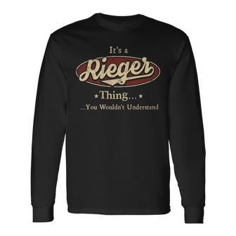 Rieger Shirt Personalized Name Shirt Name Print Shirts Shirts With Name Rieger Long Sleeve T-Shirt - Seseable