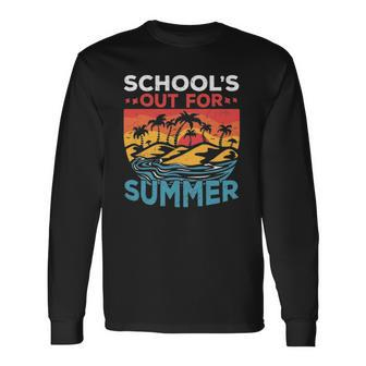 Schools Out For Summer Teacher Cool Retro Vintage Last Day V2 Long Sleeve T-Shirt - Thegiftio UK