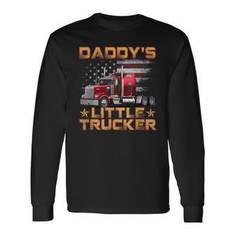 Semi Truck Boys Daddys Little Trucker Fathers Day Long Sleeve T-Shirt - Seseable