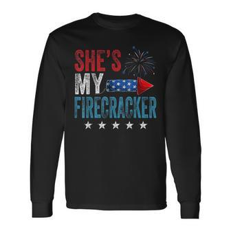 Shes My Firecracker His And Hers 4Th July Vintage Long Sleeve T-Shirt - Seseable