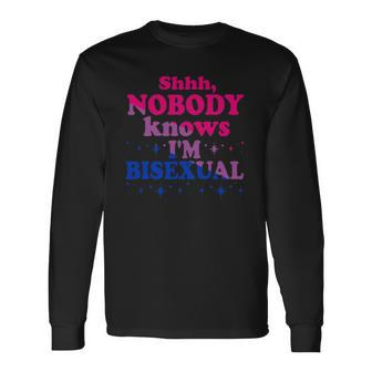 Shhh Nobody Knows Im Bisexual Lgbt Pride Long Sleeve T-Shirt T-Shirt | Mazezy