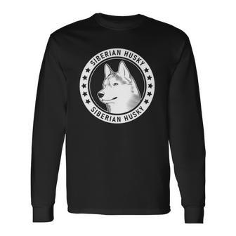 Siberian Husky Dog Portrait Long Sleeve T-Shirt | Mazezy