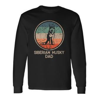 Siberian Husky Dog Vintage Siberian Husky Dad Long Sleeve T-Shirt T-Shirt | Mazezy