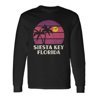 Siesta Key Florida Surfer Beach Vintage Sunset Love Fl Long Sleeve T-Shirt T-Shirt | Mazezy