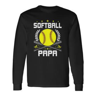 Softball Papa Baseball Lover Dad Long Sleeve T-Shirt T-Shirt | Mazezy
