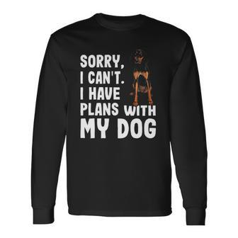 Sorry I Cant I Have Plans With My Black Tan Coonhound Dog Long Sleeve T-Shirt T-Shirt | Mazezy