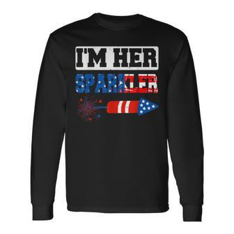 Im Her Sparkler 4Th Of July American Pride Matching Couple Long Sleeve T-Shirt - Seseable