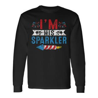 Im His Sparkler 4Th July His And Hers Matching Couples Long Sleeve T-Shirt - Seseable