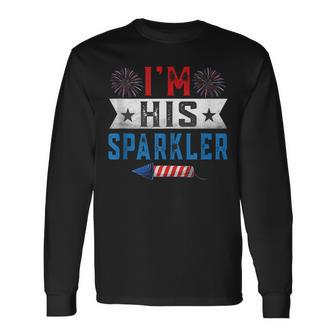 Im His Sparkler Cute 4Th Of July Matching Couple For Her Long Sleeve T-Shirt - Seseable