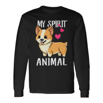 My Spirit Animal Corgi Dog Love-R Dad Mom Boy Girl Long Sleeve T-Shirt - Monsterry UK