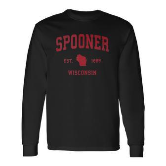 Spooner Wisconsin Wi Vintage Sports Red Print Long Sleeve T-Shirt T-Shirt | Mazezy