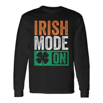 St Patricks Day Beer Drinking Ireland Irish Mode On Long Sleeve T-Shirt T-Shirt | Mazezy