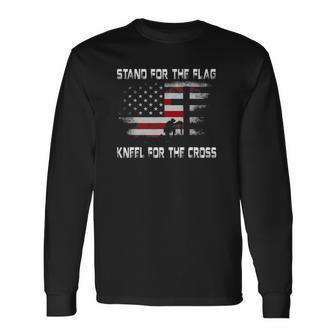 Stand For The Flag Kneel For The Cross 4Th Of July Long Sleeve T-Shirt T-Shirt | Mazezy