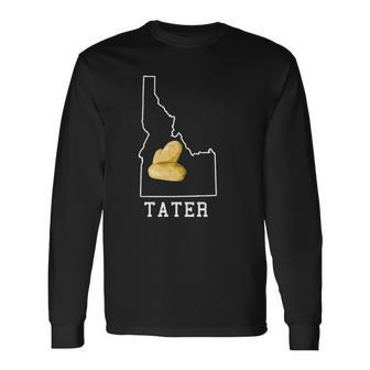 State Of Idaho Map Idahoan Potato Tater Idaho Long Sleeve T-Shirt T-Shirt | Mazezy
