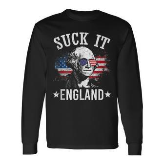 Suck It England 4Th Of July George Washington Long Sleeve T-Shirt - Seseable