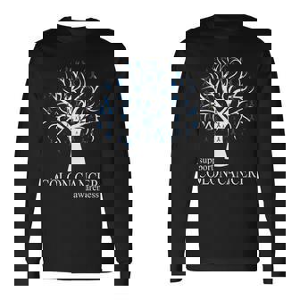 Support Colon Cancer Awareness Ribbon Tree Long Sleeve T-Shirt - Monsterry