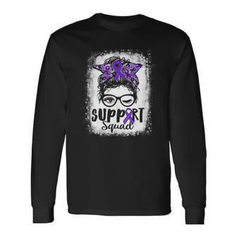 Support Squad Messy Bun Purple Lupus Awareness Lupus Warrior V2 Long Sleeve T-Shirt - Thegiftio UK