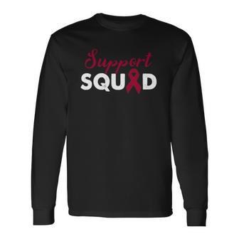 Support Squad Multiple Myeloma Awareness Day Ribbon Warriors Long Sleeve T-Shirt T-Shirt | Mazezy