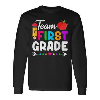 Team First Grade Teacher Student Back To School Long Sleeve T-Shirt - Seseable
