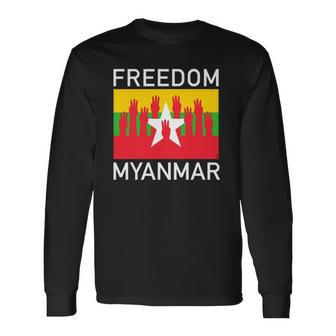 Three Finger Salute Myanmar Freedom Long Sleeve T-Shirt T-Shirt | Mazezy CA
