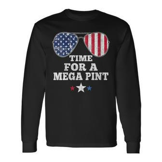 Time For A Mega Pint 4Th Of July Patriotic Sunglasses Long Sleeve T-Shirt - Seseable