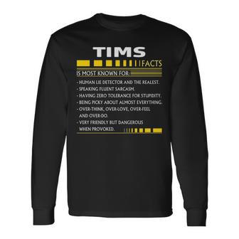 Tims Name Tims Facts Long Sleeve T-Shirt | Seseable FR
