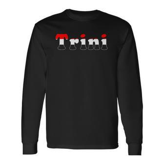 Trinidad And Tobago With Red White And Black Trini Long Sleeve T-Shirt T-Shirt | Mazezy