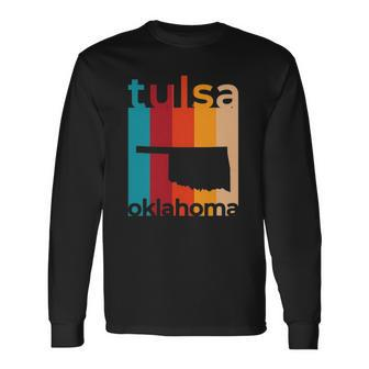 Tulsa Oklahoma Vintage Ok Retro Cutout Long Sleeve T-Shirt T-Shirt | Mazezy