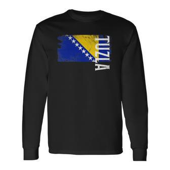 Tuzla Bosnia Flag For Bosnian Long Sleeve T-Shirt T-Shirt | Mazezy