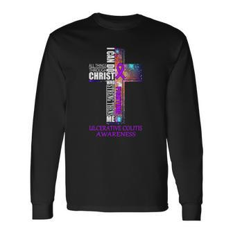 Ulcerative Colitis Awareness Christian Long Sleeve T-Shirt T-Shirt | Mazezy