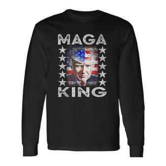 Ultra Maga King Trump Vintage American Us Flag Anti Biden Long Sleeve T-Shirt T-Shirt | Mazezy