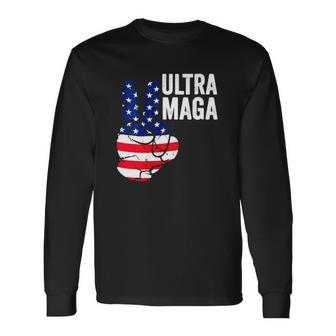 Ultra Maga Proud Ultra-Maga Vintage American Thumbs Up Long Sleeve T-Shirt T-Shirt | Mazezy