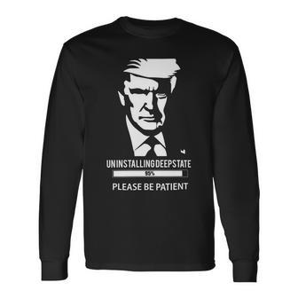 Ultra Maga Uninstalling Deep State Please Be Patient Funny Anti Biden Us Flag Pro Trump Trendy Unisex Long Sleeve | Favorety DE