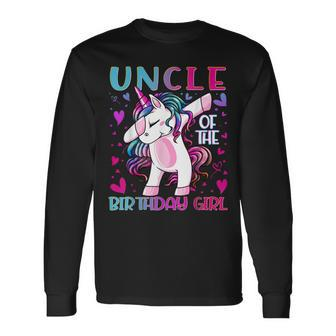 Uncle Of The Birthday Girl Dabbing Unicorn Uncle Long Sleeve T-Shirt - Seseable