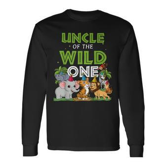 Uncle Of The Wild One Zoo Birthday Safari Jungle Animal Long Sleeve T-Shirt - Seseable