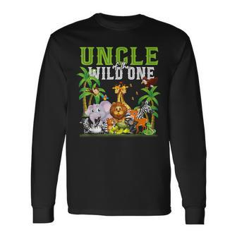 Uncle Of The Wild One Zoo Birthday Safari Jungle Animal Long Sleeve T-Shirt - Seseable