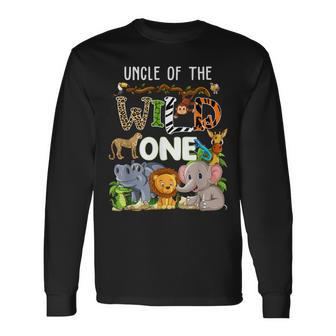 Uncle Of The Wild One Zoo Theme Birthday Safari Jungle Long Sleeve T-Shirt - Seseable