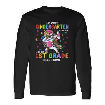 Unicorn Dabbing So Long Kindergarten 1St Grade Here I Come Long Sleeve T-Shirt T-Shirt | Mazezy