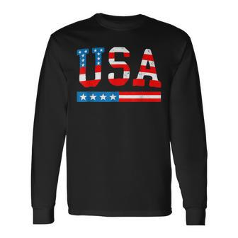 Usa Flag American 4Th Of July Merica America Flag Usa Long Sleeve T-Shirt T-Shirt | Mazezy