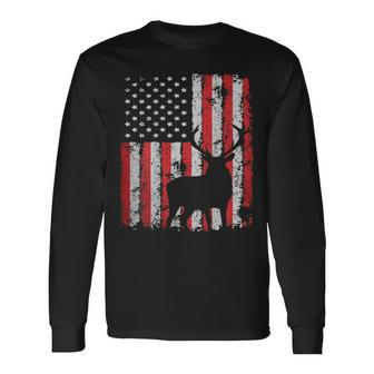 Usa Flag Day Deer Hunting 4Th July Patriotic Long Sleeve T-Shirt - Seseable